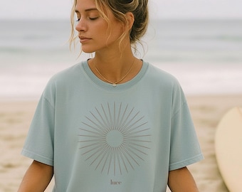 Maglietta Comfort Colors Sun – Maglietta da spiaggia in stile surfista boho