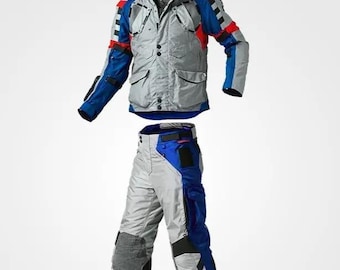 BMW Pro 3 Motorrad Rallye Grey Blue Jacket and Pant | Mesh Fabric Touring Suit | Breathable biker Adventure Suit | Best Gift For Him