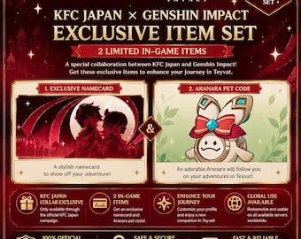 Genshin Impact x KFC Japan Collab Alhaitham and Kaveh Namecard + Aranara pet Redeem Code