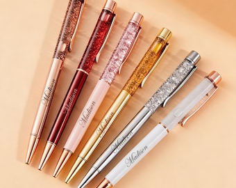 Personalized engraved glitter ballpoint pen, Customized Quicksand Ballpoint Pen,gift for women, stationery, office accessories,writing tools