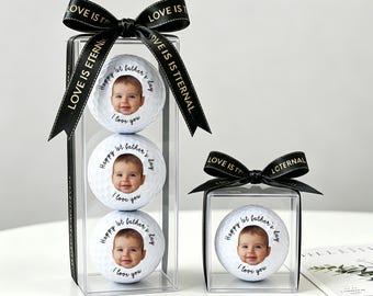 Glow In The Dark Family Photo Golf Balls, Personalized Luminous Golf Balls, First Fathers Day Surprise Gift, Gift For New Dad And Husband