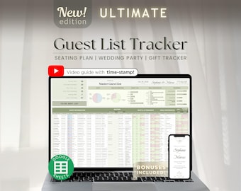 Wedding Guest List Tracker Google Sheets Template | Seating Chart Planner, RSVP & Gift Tracker, Digital Wedding Planning Spreadsheet