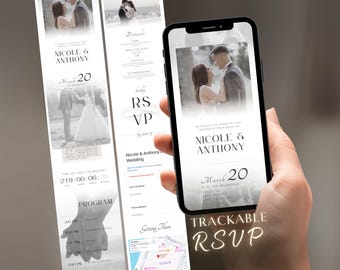 Wedding Invite Digital RSVP Form | All-in-One Wedding Website Template | Countdown, Pinned Location, Minimalist Digital Download Canva