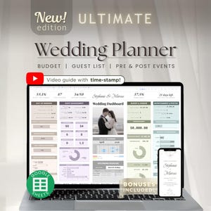 Ultimate Wedding Planner Spreadsheet | Digital Wedding Planning Google Sheets | Checklist, Guest List, Budget, Seating Plan, Pre/Post Events