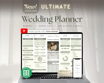 Ultimate Wedding Planning Spreadsheet | Google Sheets Budget, Checklist, Seating Plan, Guest List, Itinerary, Bridal Shower, Honeymoon
