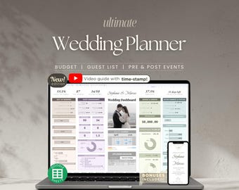 Wedding Planner Spreadsheet | Wedding Budget Tracker, Wedding Checklist, Wedding Guest List, Seating Plan, Itinerary, Google Sheets