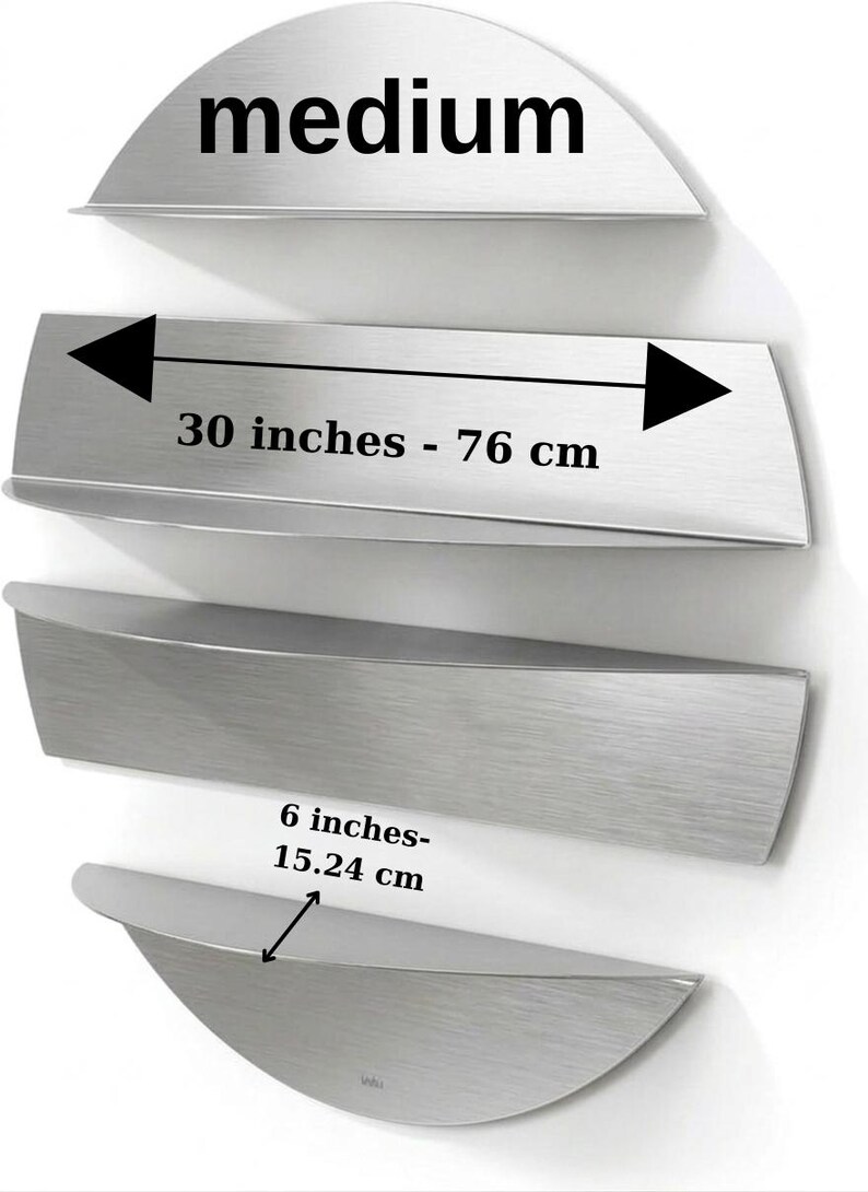 Minimalist Metal Wall Shelf Set, Brushed Stainless Steel Floating ...
