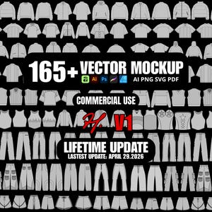 165+ Vector Clothing Mockup Streetwear Tech Pack Templates for Clothing Brand and Apparel Design in Illustrator and Procreate