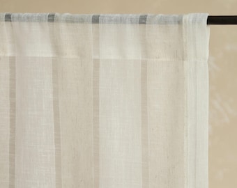 Vito Striped Sheer Curtain (1PC), Faux Linen, Minimalist Light Filtering Drapery with Linen Texture, Privacy Curtain for Living Room Bedroom