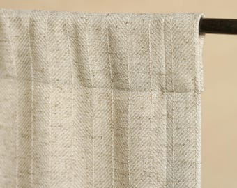 Souto リネン混紡カーテン ヘリンボーン柄 (1枚) 6色 半遮光ドレープ 質感のあるリネン風ウィンドウパネル