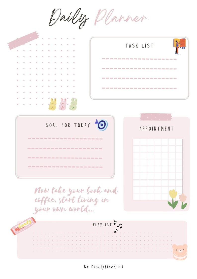 Minimalist Aesthetic Daily Planner Printable PDF Pink Soft Neutral ...