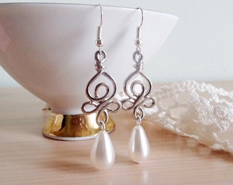 Celtic Knot Earrings, Silver Earrings, Knot Earrings, Bridal Earrings, Handmade Jewelry