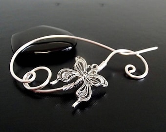 Butterfly Shawl Pin, Scarf Pin, Sweater Brooch, Knitting Accessories, Silver Wire pin