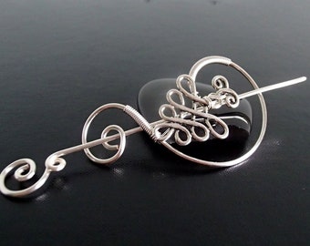 Tree Shawl Pin, Celtic Knot Shawl Pin, Scarf Pin, Fibula, Sweater Brooch, Knitting Accessories, Silver Wire pin