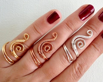 Verstelbare draadring, zilveren ring, koperen ring, gouden ring, draadgewikkelde ring, draadgewikkelde sieraden, handgemaakte sieraden