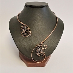 Scottish Thistle Necklace, Copper Necklace, Collar Statement Necklace, Wire Necklace, Open Necklace