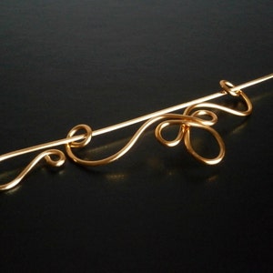 Celtic Shawl Pin, Scarf Pin, Sweater Brooch, Hair Pin, Knitting Accessories, Gold Wire pin