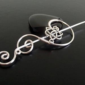 Celtic Knot Shawl Pin, Scarf Pin, Fibula, Sweater Brooch, Knitting Accessories, Silver Wire pin