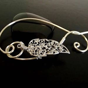Leaf Shawl Pin, Scarf Pin, Wire Wrapped Jewelry, Pin for knitters, Wirework