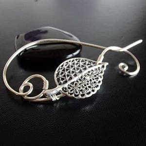 Leaf Shawl Pin, Scarf Pin, Wire Wrapped Jewelry, Pin for knitters, Wirework image 1