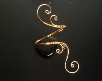 Gold Bracelet, Cuff Bracelet, Arm cuff, Spiral Arm Band, Arm Bangle, Arm Bracelet, Wire jewelry
