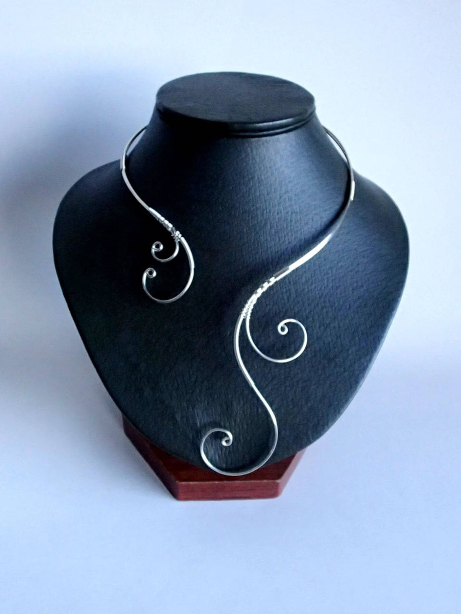 Silver Necklace Collar Statement Necklace Wire Necklace Etsy