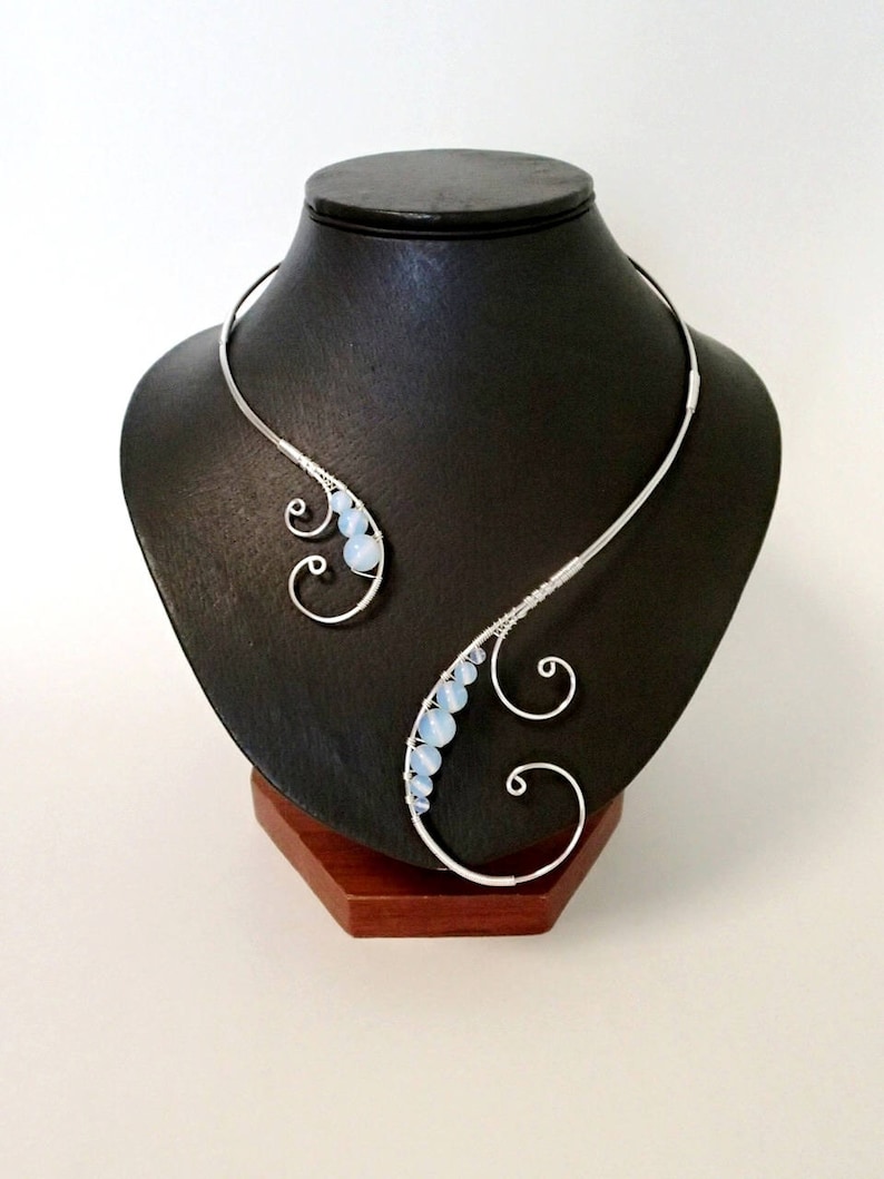 Silver Necklace Collar Necklace Statement Necklace Wire Etsy