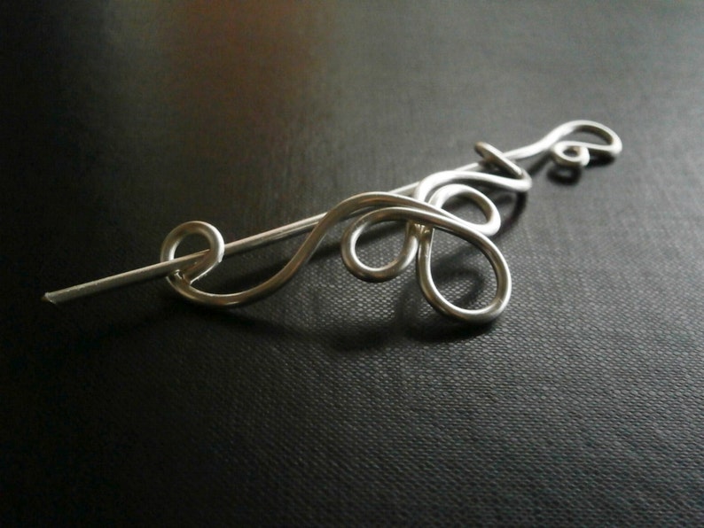 Celtic Shawl Pin, Scarf Pin, Sweater Brooch, Hair Pin, Knitting Accessories, Silver Wire pin image 4