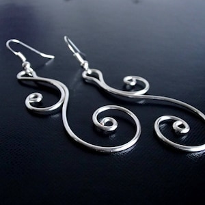 Silver Earrings, Wire Earrings, Bridal Earrings, Wire Wrapped Jewelry, Handmade Jewelry