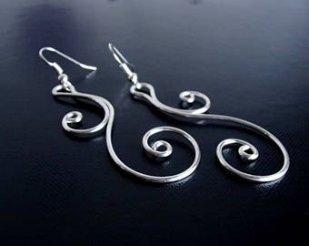 Silver Earrings, Wire Earrings, Bridal Earrings, Wire Wrapped Jewelry, Handmade Jewelry