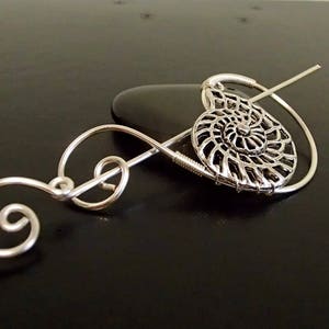 Silver Shell Brooch , Shawl Pin, Scarf Pin, Sweater Brooch, Knitting Accessories, Silver Wire pin