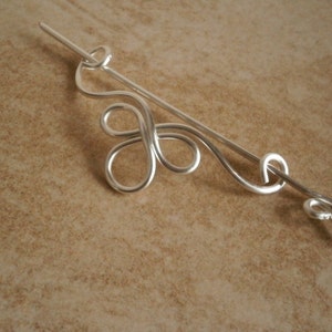 Celtic Shawl Pin, Scarf Pin, Sweater Brooch, Hair Pin, Knitting Accessories, Silver Wire pin image 2