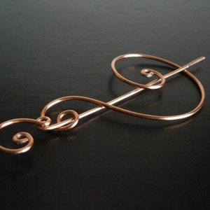 Celtic Spiral Shawl Pin, Scarf Pin, Sweater Brooch, Knitting Accessories, Copper Wire pin