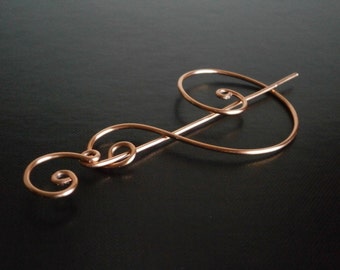Celtic Spiral Shawl Pin, Scarf Pin, Sweater Brooch, Knitting Accessories, Copper Wire pin