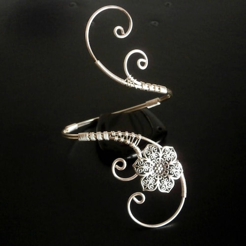 Silver Bracelet Cuff Bracelet Arm Cuff Spiral Arm Band Arm Etsy