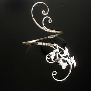 Scottish Thistle Bracelet, Cuff Bracelet, Arm cuff, Spiral Arm Band, Arm Bangle, Silver bracelet, Wire Wrapped jewelry image 3