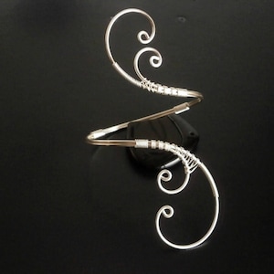 Cuff Bracelet, Arm cuff, Spiral Arm Band, Arm Bangle, Silver bracelet, Wire Wrapped  jewelry