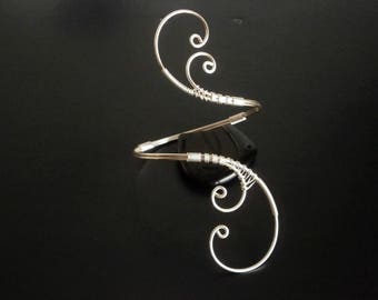 Cuff Bracelet, Arm cuff, Spiral Arm Band, Arm Bangle, Silver bracelet, Wire Wrapped  jewelry