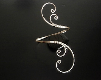 Silver Plated Wire Wrapped Arm Cuff Bracelet