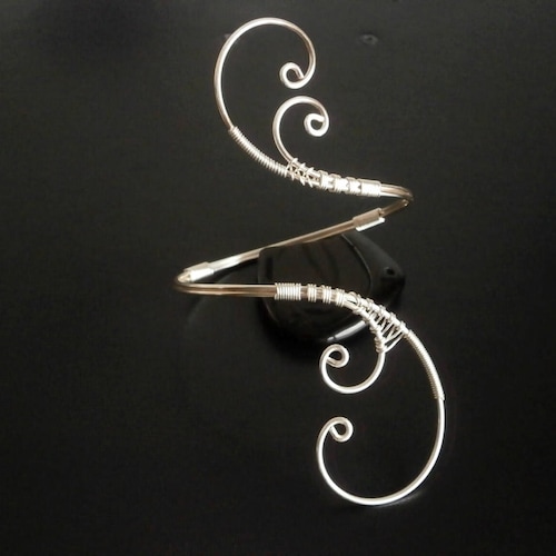 Cuff Bracelet Arm Cuff Spiral Arm Band Arm Bangle Silver Etsy