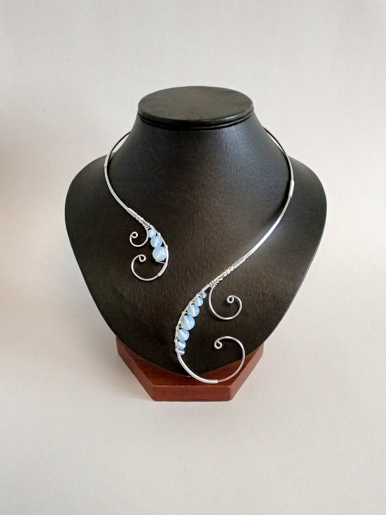 Silver Necklace Collar Necklace Statement Necklace Wire Etsy