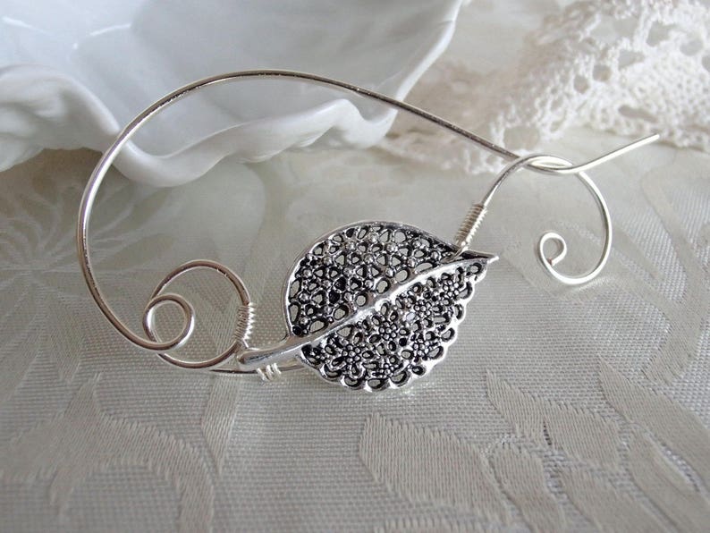 Leaf Shawl Pin, Scarf Pin, Wire Wrapped Jewelry, Pin for knitters, Wirework image 4