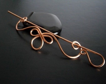 Celtic Shawl Pin, Copper pin, Scarf Pin, Sweater Brooch, Hair Pin, Knitting Accessories, Wire pin