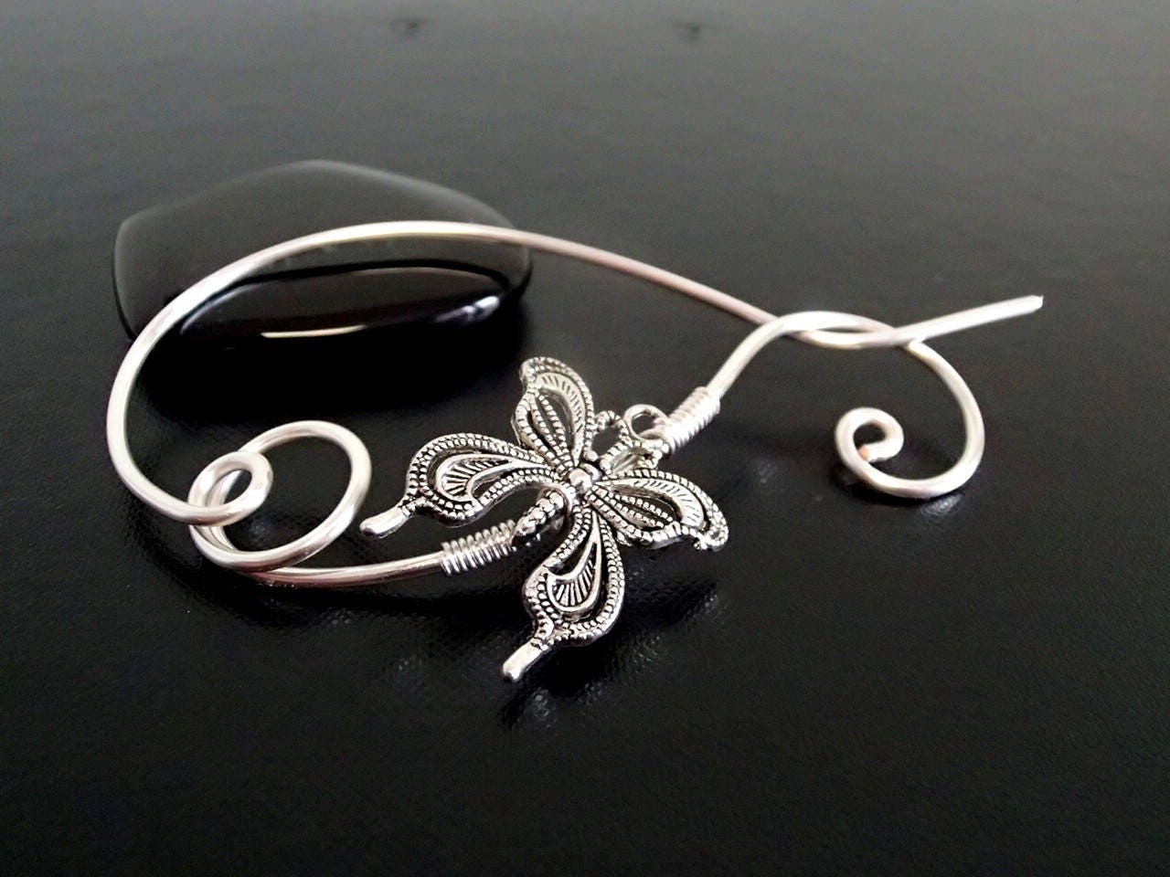 Butterfly Shawl Pin, Scarf Pin, Sweater Brooch, Knitting Accessories, Silver Wire pin
