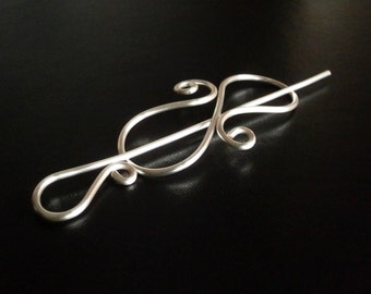 Spiral Shawl Pin, Scarf Pin, Sweater Brooch, Knitting Accessories, Silver Wire pin
