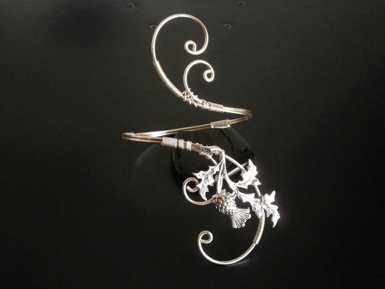Scottish Thistle Bracelet, Cuff Bracelet, Arm cuff, Spiral Arm Band, Arm Bangle, Silver bracelet, Wire Wrapped jewelry image 4