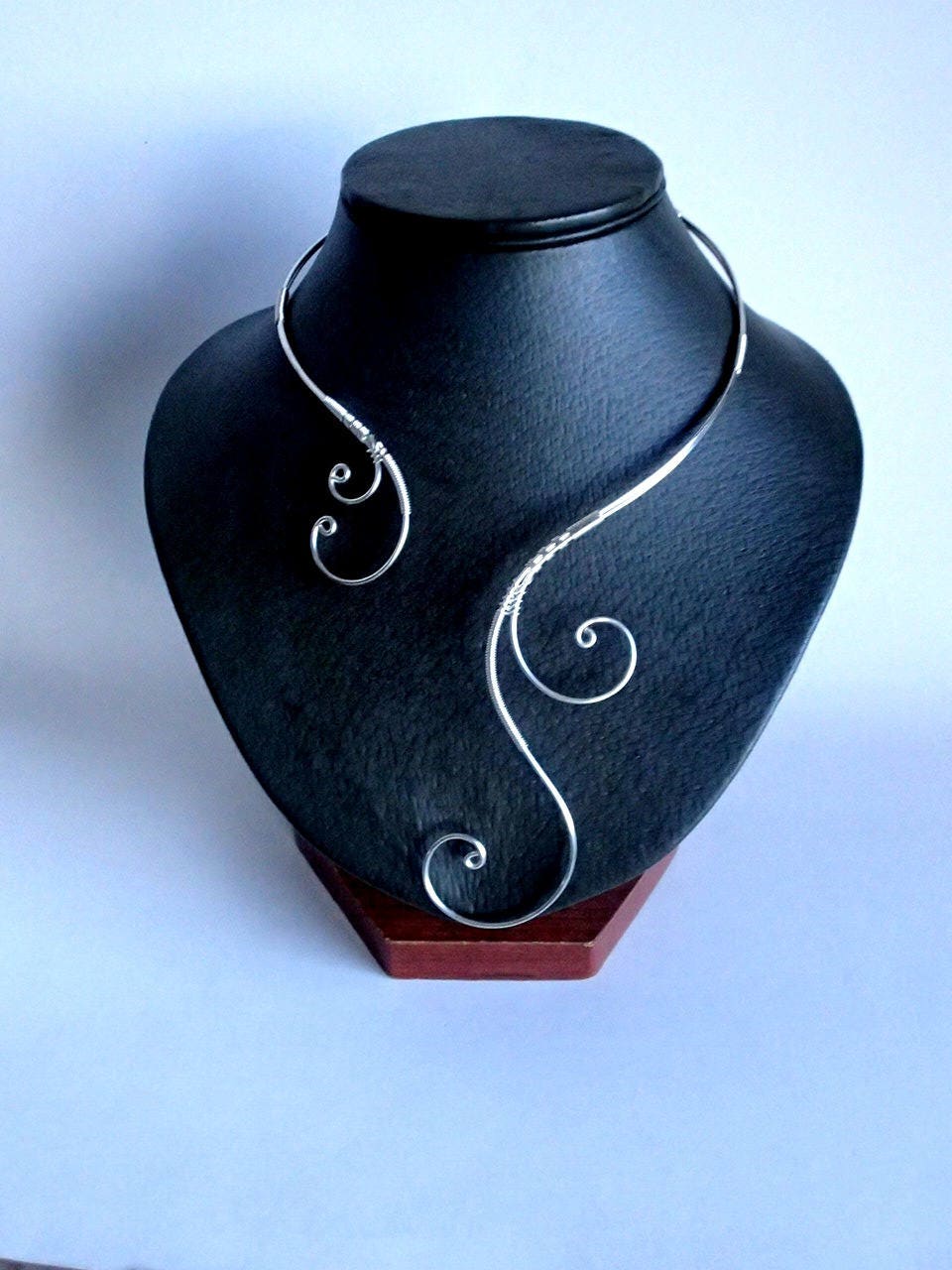 Silver Necklace Collar Statement Necklace Wire Necklace Etsy