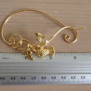 Scottish Thistle Brooch pin, Shawl Pin, Scarf Pin, Sweater Brooch, Knitting Accessories, Gold Wire pin image 5