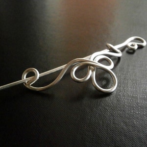 Celtic Shawl Pin, Scarf Pin, Sweater Brooch, Hair Pin, Knitting Accessories, Silver Wire pin image 1