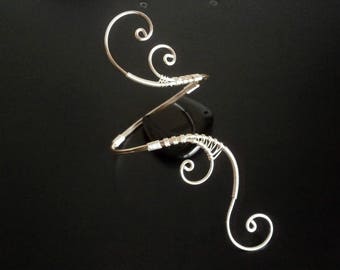 Silver bracelet, Cuff Bracelet, Arm cuff, Spiral Arm Band, Arm Bangle, Wire Wrapped  jewelry
